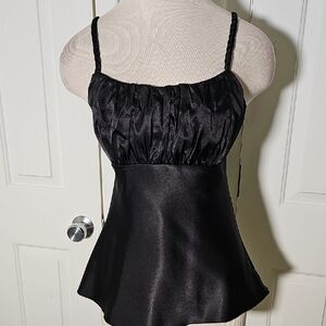 Elegant Black Satin Women's Babydoll, Wimsigoth Top. Meduim